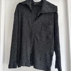 ZARA ラメ入り リブニット カーディガン ブラック