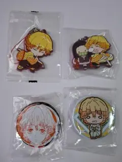 鬼滅の刃 ラバーマスコット 缶バッジ 我妻善逸