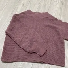 GU ジーユー リブニットトップス 長袖 くすみピンク