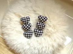 ハート型ギンガムチェック柄ヘアクリップ2個セット