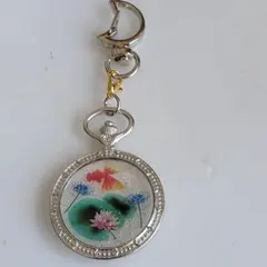 和風、金魚、蓮、青い彼岸花、曼珠沙華、レジンキーホルダー、ハンドメイド