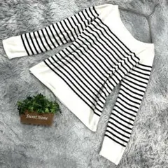 【a.v.v standard】ボーダーニットセーター (L) オフホワイト