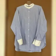 アメリカンホリック　ブラウス イージーケアバンドカラーロングシャツ M