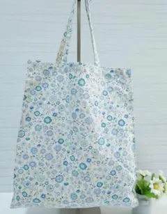 北欧風小花柄 マチ広トートバッグ エコバッグ A4・マガジンサイズ サブバッグ