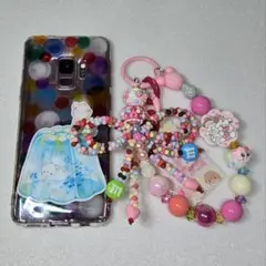 ビーズ　キーホルダー　ストラップ　リボン