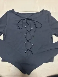 GRL グレー レースアップ 長袖 Tシャツ M