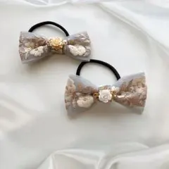 インド刺繍リボン ヘアゴム ハンドメイド シュシュ NO4053 ラスト