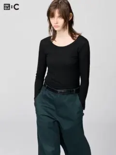 ユニクロ　極暖ヒートテックカシミヤブレンドUネックT 長袖　ブラック　M 新品
