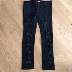 ANAP ブラック ダメージデニム