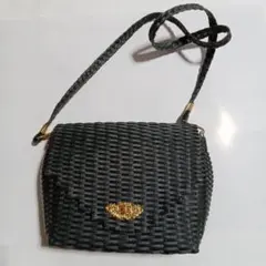 ハンドメイドの素敵なエコクラフトバッグ　ショルダー　かごバッグ　作家作品　一点物