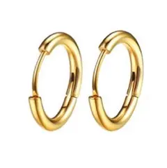 定番 ゴールド フープピアス サージカルステンレス シンプル 両耳 18G