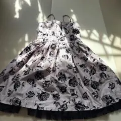 レストローズ 花柄パーティードレス ピンクと黒