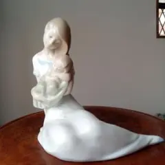 母子の陶器フィギュリン
