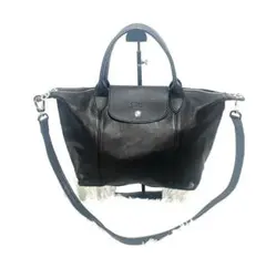 美品 ロンシャン 2WAY オールレザー ショルダーバッグ 黒