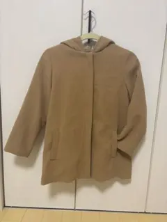 ベージュ フリース風 フード付きコート