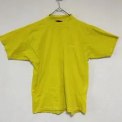 古着 シンプルハイネック イエロー コットン Tシャツ 【S】 半袖 無地