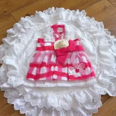 最大値下げilo ilo赤 ピンクと白のチェックドレスSMサイズ