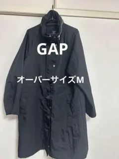 GAP オーバーサイズMナイロンパーカーロングコートブラック撥水加工　ほぼ新品
