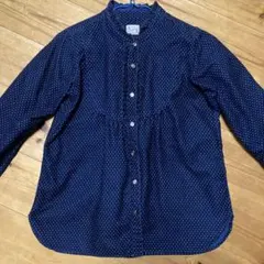 GO WEST ネイビー ドット柄 シャツ　コットン100%