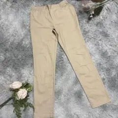 【GU】ベージュ レギンスパンツ　スキニーパンツ ゴムウエスト XL