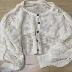 グレイル　アイボリー メッシュ編み カーディガン