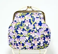 ビオラ柄がま口財布