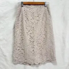 ナチュラルビューティーベーシック 総レース フレアスカート くすみピンク S
