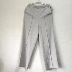 ベージュ スラックス ゴムウエスト イージーパンツ センタープレスS