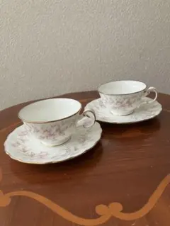 【美品】ノリタケ　花柄ティーカップ・ソーサー 2個セット