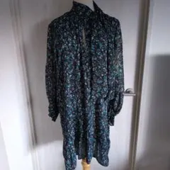 ZARA 花柄チュニックワンピース M