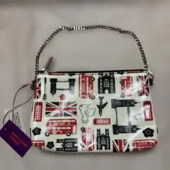 《未使用》マリークワント　ロンドン　バス　チェーン付きポーチ