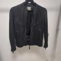 NANO UNIVERSE 黒レザーシングルライダースジャケット ナノユニバース