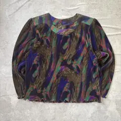 古着 90s 昭和レトロ 総柄デザインブラウス 個性派