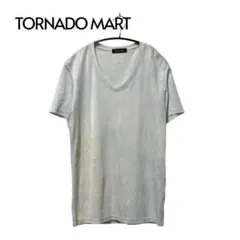 00s TORNADOMART ピチT Vネック プリーツ 花柄 水色 日本製のサムネイル
