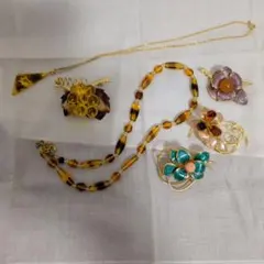 べっ甲　珊瑚　ブローチ　ネックレス　アンティーク　ビンテージ　レトロ