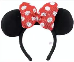 ディズニー　ミニーちゃん カチューシャ 赤い水玉リボン