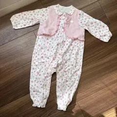 【未使用タグ無し】ミキハウス　花柄ロンパース・カバーオール 80cm