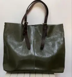オリーブグリーン リアルレザートートバッグ