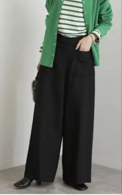 【SLOBE IENA】Wポケットワイドパンツ ブラック 36
