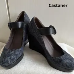 美品✨ カスタニエール ウェッジソール 24cm パンプス サンダル ネイビーのサムネイル