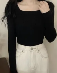 GRL スクエアネックリブニットトップス rut072