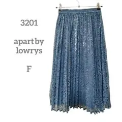 apart by lowrys レース ロングギャザーフレアスカート ブルー F