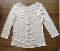 ユニクロ　エアリズム前あきUネックTシャツ（8分袖）ベージュ　S