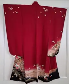 中古品【振袖　お着物のみ☆ボルドー・ワインレッド系】結婚式　成人式のサムネイル