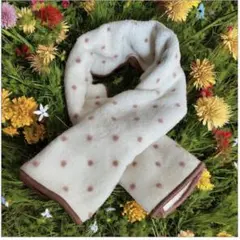 ★新品 フリース 水玉模様 マフラー 約70cm x 26cm 可愛い ふわふわ