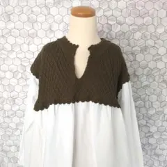 Samansa Mos2ニットドッキング　チュニック　カーキ　新品未使用タグ付き