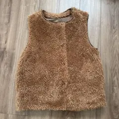 kastane ボアベスト ブラウン ノーカラー