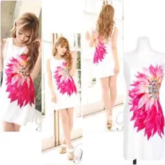 Rady♡ビジューフラワーワンピース ピンク