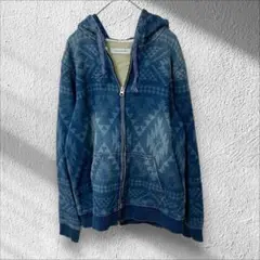 【アズールバイマウジー】AZUL BY MOUSSY デニムパーカー 幾何学模様