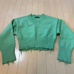 EMODA ダメージニット Vネック グリーン